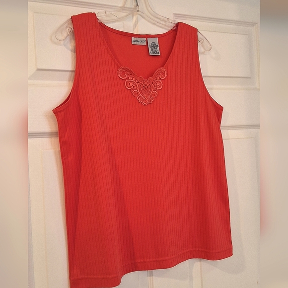 Cabin Creek, Large, Woman's Orange Embroided Tank Top - Picture 5 of 6